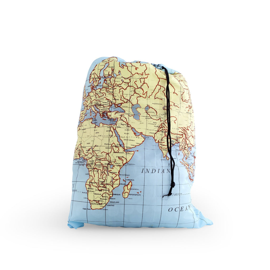 Kikkerland Maps Travel Laundry Bag