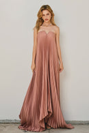 DRESS S/L MOONGLADE PLEATED MAXI