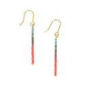 EARRINGS: SEED BEAD OMBRE BAR, CORAL & GOLD