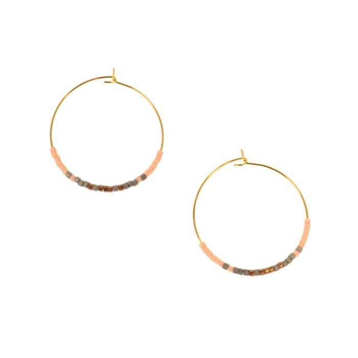 EARRINGS: ENDLESS HOOP, PINK + GOLD TONE