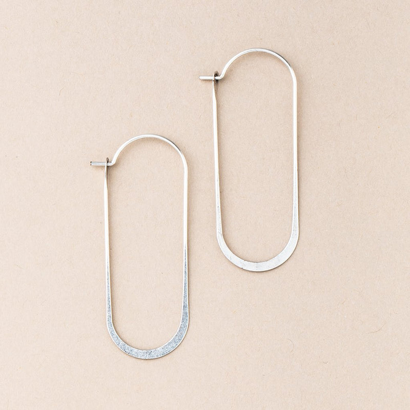 COSMIC OVAL HOOP REFINED EARRINGS, STERLING SILVER