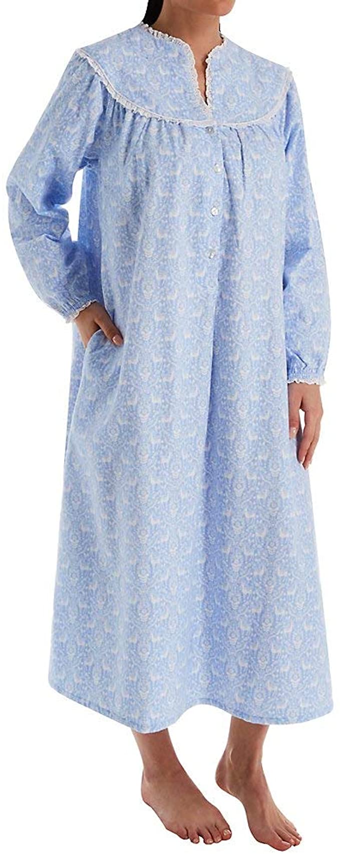 LANZ NIGHTGOWN, CLASSIC 50IN OPEN NECK FLANNEL