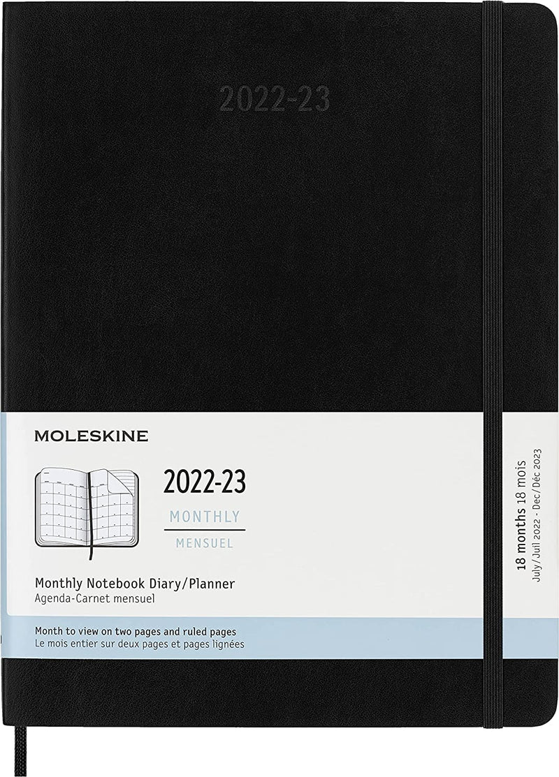 18MONTH MONTHLY PLANNER, X-LARGE SOFTCOVER, BLACK (2022-2023)
