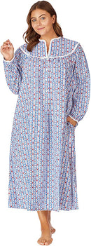LANZ NIGHTGOWN, CLASSIC 50IN OPEN NECK FLANNEL