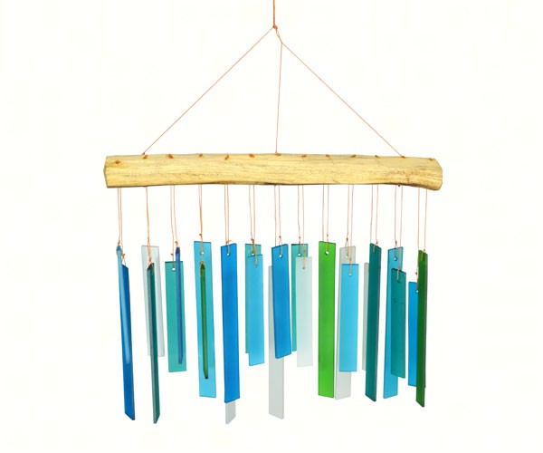 WIND CHIME OCEAN - SEAGLASS & WOOD