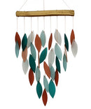 WIND CHIME CORAL & TEAL WATERFALL - GLASS & WOOD -SELLOUT
