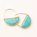 STONE PRISM HOOP EARRINGS, TURQUOISE & GOLD