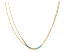 NECKLACE: 2-ROW CHAIN WITH BEADS (GOLD, TURQUOISE & GREY)