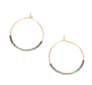 EARRINGS: ENDLESS HOOP, TURQUOISE, GRAY + GOLD TONE