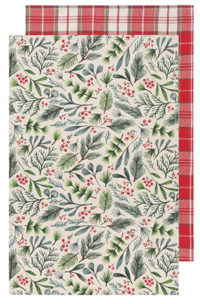 TEA TOWELS BOUGH & BERRY (SET OF 2)