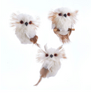 ORNAMENT OWL CREAM, FUZZY