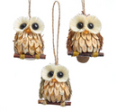 ORNAMENT OWL WIDE EYED, WOOD