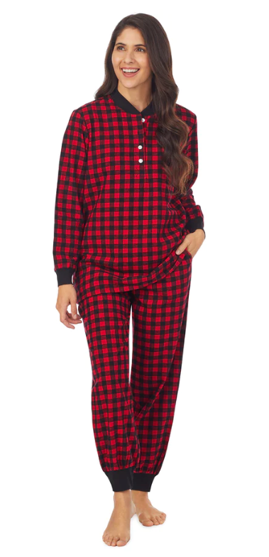 LANZ PAJAMA SET, LONG-SLEEVE FLANNEL, PLAID CHECK