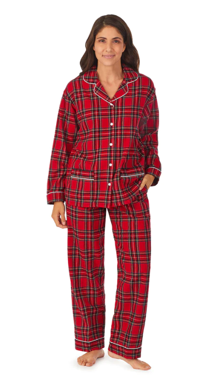 LANZ PAJAMA SET, CLASSIC FLANNEL W/ NOTCH COLLAR
