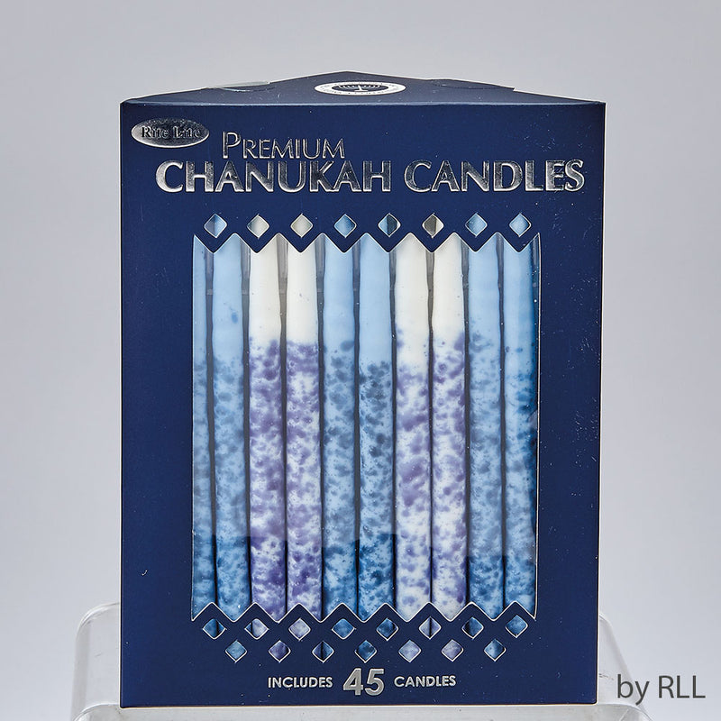 CHANUKAH CANDLES- BLUE & WHITE SPECKLED