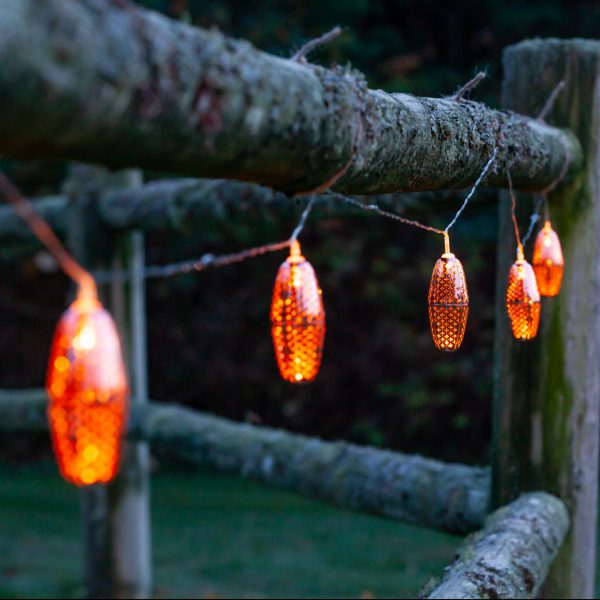 SOLAR STRING LIGHTS, PUNCHED METAL - COPPER STAR