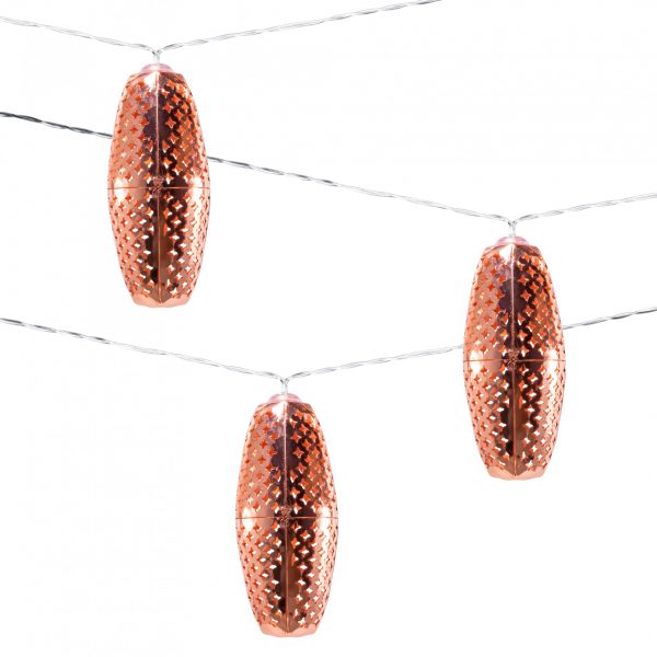 SOLAR STRING LIGHTS, PUNCHED METAL - COPPER STAR