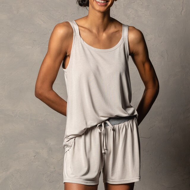 BAMBOO SHORTS IN PEBBLE SM-MED