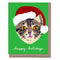 XCARD GREEN CAT/SANTA HAT