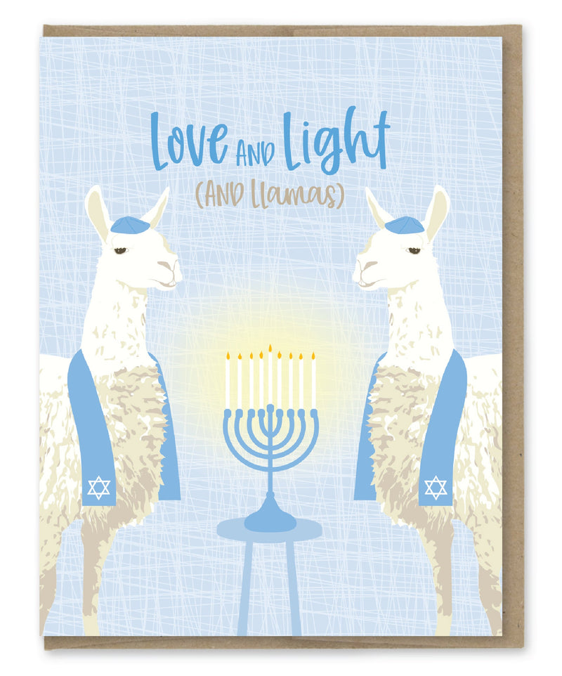 CHANUKAH CARD, MENORAH, LIT