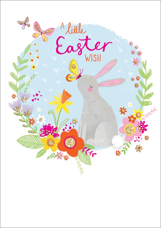 CARD EASTER BUNNY WITH BUTTERFLY