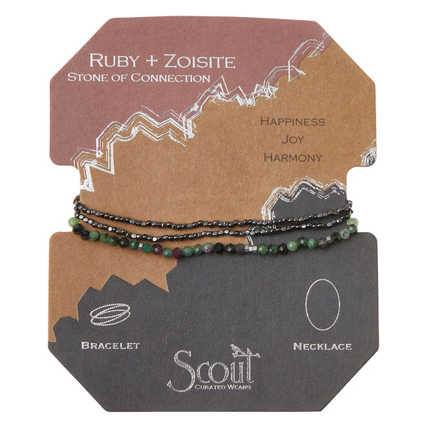 DELICATE STONE WRAP BRACELET, RUBY ZOISITE